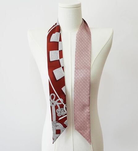 JERLA 100% Mulberry silk Scarf Bag scarf Head Hair Ribbon Handbag Handle wrap Tie Bundle Neckerchief Scarf for women in Saudi Arabia