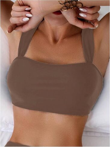 OYOANGLE Women's Bikini Top Adjustable Strap Wireless Swim Tops Bathing Suit Swimwear in Saudi Arabia