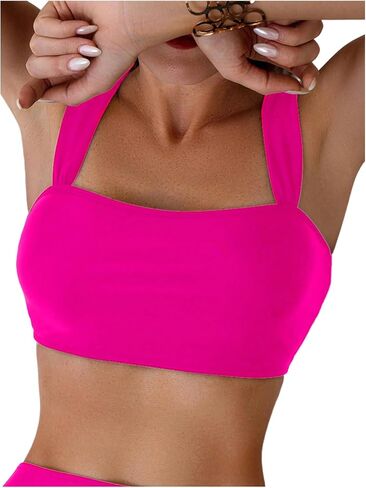 OYOANGLE Women's Bikini Top Adjustable Strap Wireless Swim Tops Bathing Suit Swimwear in Saudi Arabia