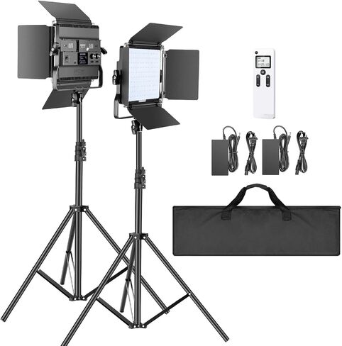 Neewer 2 Packs 660 PRO RGB LED Video Light with App Control Stand Kit, 360° Full Color, 50W Dimmable Bi-Color 3200K~5600K Video Lighting CRI 97+ for Gaming/Streaming/Zoom/YouTube/Webex/Photography in Kuwait