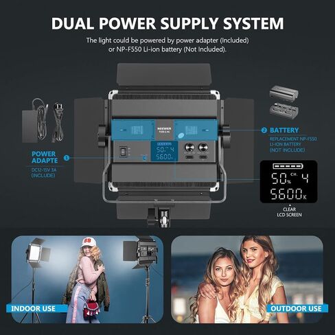 Neewer 2 Packs 660 PRO RGB LED Video Light with App Control Stand Kit, 360° Full Color, 50W Dimmable Bi-Color 3200K~5600K Video Lighting CRI 97+ for Gaming/Streaming/Zoom/YouTube/Webex/Photography in Kuwait