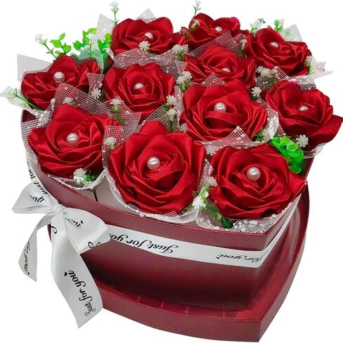 Flower Forever Heart Shape Box - Preserved Roses Gift for Her, Preserved Flowers, (Crimson Red, 11 Roses) in Saudi Arabia