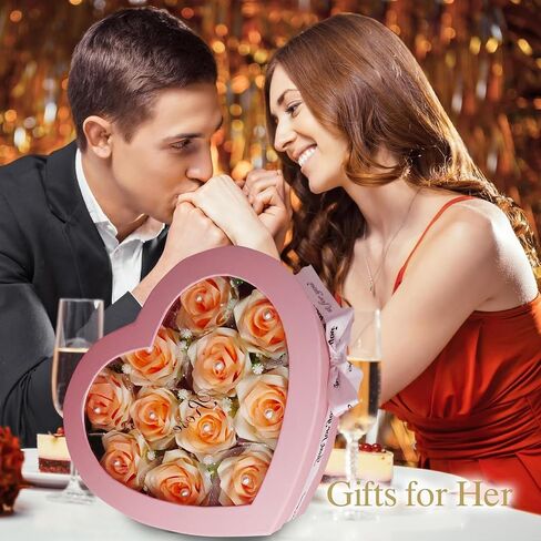 Flower Forever Heart Shape Box - Preserved Roses Gift for Her, Preserved Flowers, (Crimson Red, 11 Roses) in Saudi Arabia