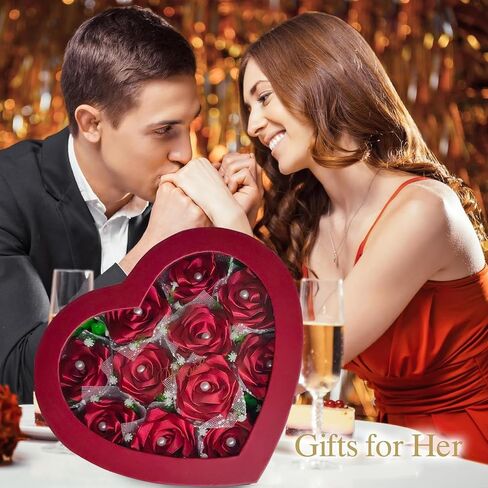 Flower Forever Heart Shape Box - Preserved Roses Gift for Her, Preserved Flowers, (Crimson Red, 11 Roses) in Saudi Arabia