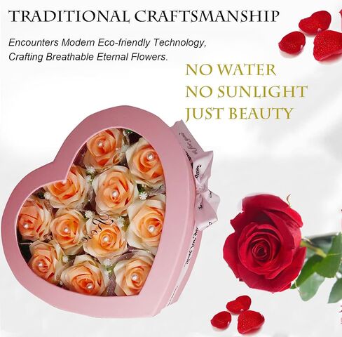 Flower Forever Heart Shape Box - Preserved Roses Gift for Her, Preserved Flowers, (Crimson Red, 11 Roses) in Saudi Arabia