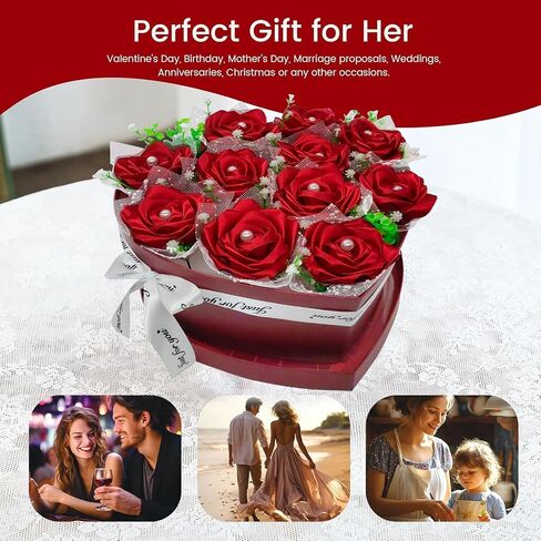 Flower Forever Heart Shape Box - Preserved Roses Gift for Her, Preserved Flowers, (Crimson Red, 11 Roses) in Saudi Arabia