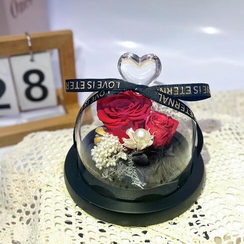 Preserved Rose Flowers for Women, Preserved Flowers in Glass Heart Design Dome, Forever Real Roses Gift for Mother's Day, Christmas, Anniversary and Birthday (Purple) in Saudi Arabia