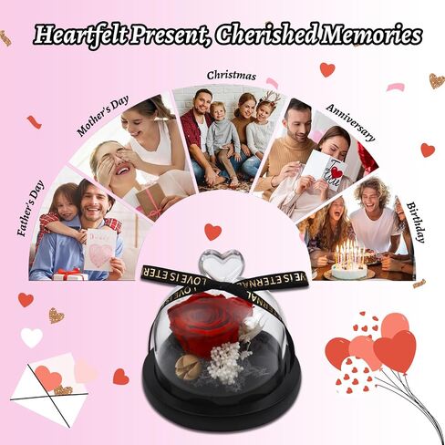 Preserved Rose Flowers for Women, Preserved Flowers in Glass Heart Design Dome, Forever Real Roses Gift for Mother's Day, Christmas, Anniversary and Birthday (Purple) in Saudi Arabia