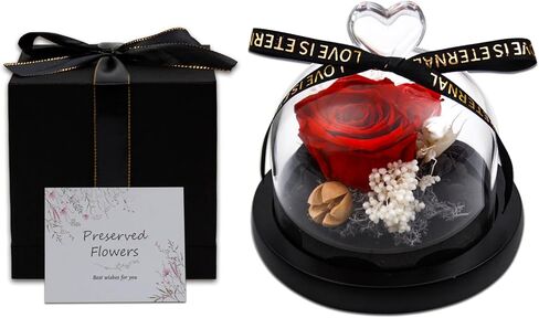 Preserved Rose Flowers for Women, Preserved Flowers in Glass Heart Design Dome, Forever Real Roses Gift for Mother's Day, Christmas, Anniversary and Birthday (Purple) in Saudi Arabia