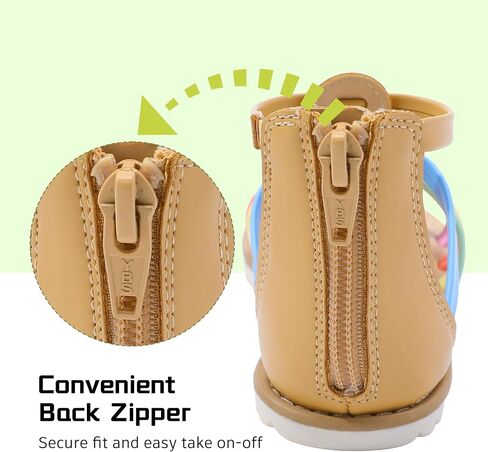 MIXIN Girls Gladiator Sandals for Toddler/Little Kids Open Toe Cute Strappy Summer Flat Shoes with Zipper in Saudi Arabia