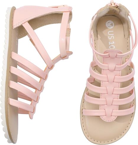MIXIN Girls Gladiator Sandals for Toddler/Little Kids Open Toe Cute Strappy Summer Flat Shoes with Zipper in Saudi Arabia