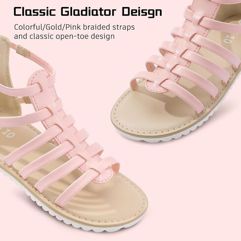 MIXIN Girls Gladiator Sandals for Toddler/Little Kids Open Toe Cute Strappy Summer Flat Shoes with Zipper in Saudi Arabia