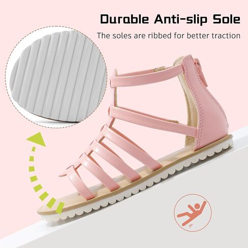 MIXIN Girls Gladiator Sandals for Toddler/Little Kids Open Toe Cute Strappy Summer Flat Shoes with Zipper in Saudi Arabia