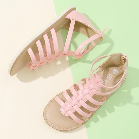 MIXIN Girls Gladiator Sandals for Toddler/Little Kids Open Toe Cute Strappy Summer Flat Shoes with Zipper in Saudi Arabia