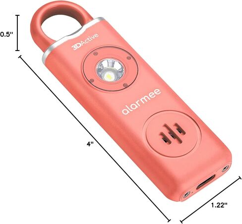 3DActive Alarmee Personal Safety Alarm for Women Kids Teens & Seniors 130dB Loud Emergency Alarm Rechargeable Self Defense Device with LED Light Portable Keychain for Travel & Night Safety - White in Kuwait