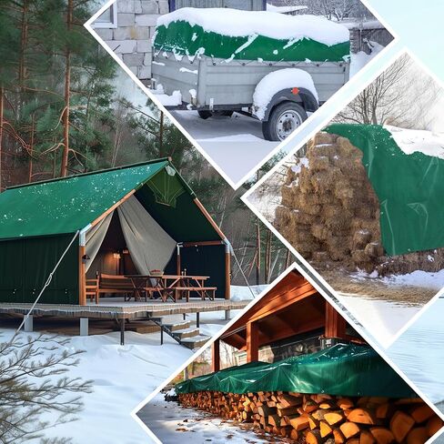 HIRALIY 14 Mil Tarp Waterproof 10x12 Feet, Extra Thick Heavy Duty Tarp with Reinforced Grommets for Firewood, Roof, Camping, Patio, Pool, Boat, Dump Trailer in Saudi Arabia