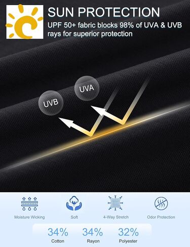 Cotrasen Men's T-Shirt Curve Hem UPF 50+ Moisture Wicking Cooling Short Sleeve Casual Slightly Loose Solid Basic Tee Tops in Kuwait