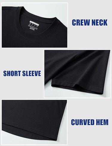 Cotrasen Men's T-Shirt Curve Hem UPF 50+ Moisture Wicking Cooling Short Sleeve Casual Slightly Loose Solid Basic Tee Tops in Kuwait