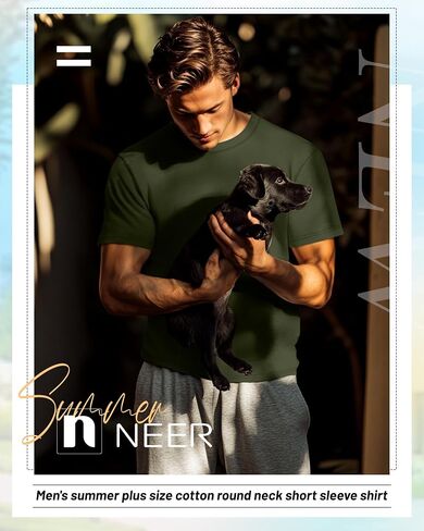 Neer 7 Pack Men's Big and Tall Shirts Summer Cotton Short Sleeve Tee Crew Neck Casual Top Basic Oversize T Shirts in Saudi Arabia