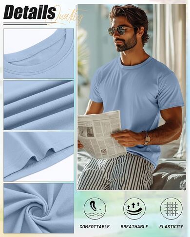 Neer 7 Pack Men's Big and Tall Shirts Summer Cotton Short Sleeve Tee Crew Neck Casual Top Basic Oversize T Shirts in Saudi Arabia