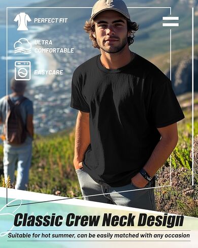 Neer 7 Pack Men's Big and Tall Shirts Summer Cotton Short Sleeve Tee Crew Neck Casual Top Basic Oversize T Shirts in Saudi Arabia