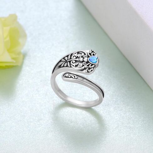 Witches Knot Ring Sterling Silver Abalone Witch Knot Spoon Ring Wiccan Jewelry Gifts for Women in Saudi Arabia