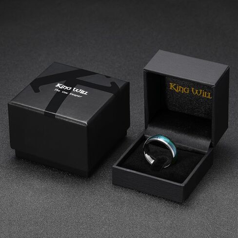 King Will Tungsten Carbide Rings for Men ، 8mm Gunmetal/Black Wedding Band tinlay Blue & Green/Red/Orange Sand ، Dome High Flought - مناسبة للارتداء اليومي ، وحجم الراحة 7-14 in Kuwait