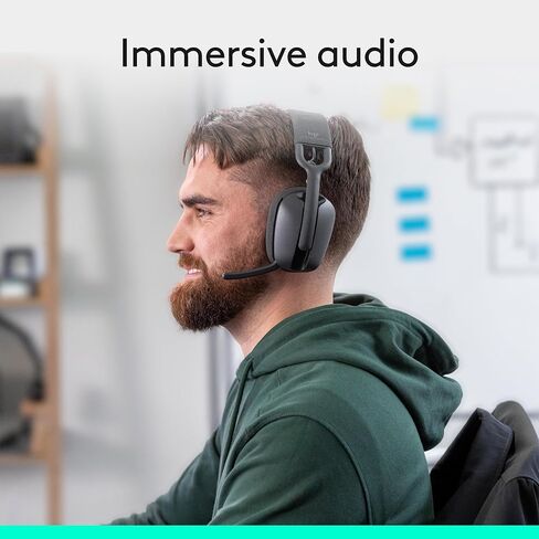 Logitech Zone Vibe 100 Lightweight Wireless Over Ear Headphones with Noise Canceling Microphone, Advanced Multipoint Bluetooth Headset, Works with Teams, Google Meet, Zoom, Mac/PC - Rose in Saudi Arabia