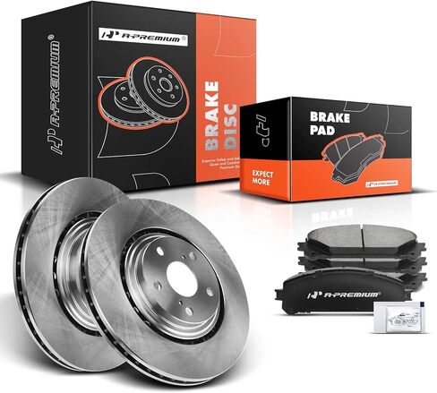 A-Premium 12.91 inch (327.91mm) Front Vented Disc Brake Rotors + Ceramic Pads Kit Compatible with Select Lexus and Toyota Models - NX200t, NX300, NX300h, RX350, RX450h, Highlander, Sienna, 6-PC Set in Saudi Arabia