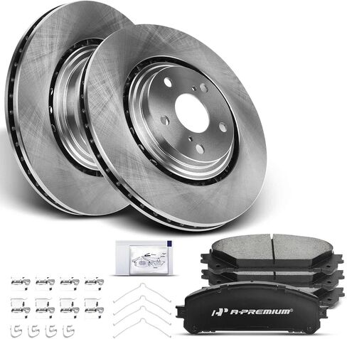 A-Premium 12.91 inch (327.91mm) Front Vented Disc Brake Rotors + Ceramic Pads Kit Compatible with Select Lexus and Toyota Models - NX200t, NX300, NX300h, RX350, RX450h, Highlander, Sienna, 6-PC Set in Saudi Arabia
