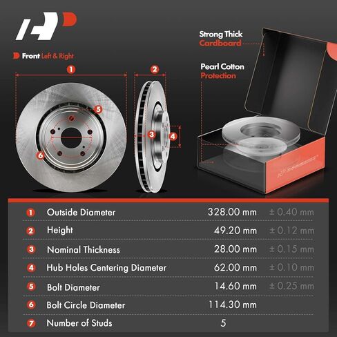 A-Premium 12.91 inch (327.91mm) Front Vented Disc Brake Rotors + Ceramic Pads Kit Compatible with Select Lexus and Toyota Models - NX200t, NX300, NX300h, RX350, RX450h, Highlander, Sienna, 6-PC Set in Saudi Arabia