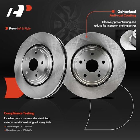 A-Premium 12.91 inch (327.91mm) Front Vented Disc Brake Rotors + Ceramic Pads Kit Compatible with Select Lexus and Toyota Models - NX200t, NX300, NX300h, RX350, RX450h, Highlander, Sienna, 6-PC Set in Saudi Arabia