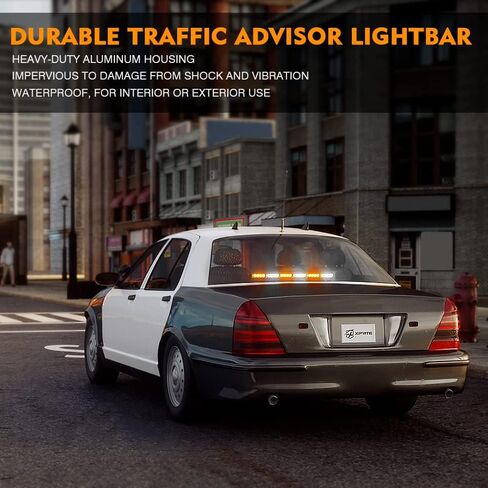 Xprite 27" White Amber LED Emergency Traffic Advisor Strobe Warning Light Bar w/21 Flashing Patterns Cigarette Lighter, for Vehicles Trucks SUV ATV Suction Cup Mounting in Kuwait
