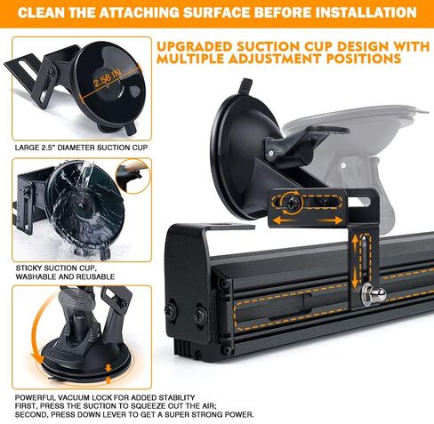 Xprite 27" White Amber LED Emergency Traffic Advisor Strobe Warning Light Bar w/21 Flashing Patterns Cigarette Lighter, for Vehicles Trucks SUV ATV Suction Cup Mounting in Kuwait