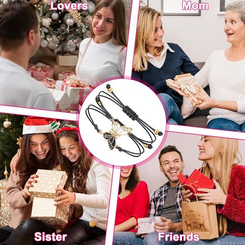 BFF Bracelets for 2-Butterfly Matching Bracelets, Adjustable Strand Best Friends Bracelet, Handmade Charm Friendship Bracelets, Cute Bracelets Jewelry Gifts for Women Couples (Black) in Saudi Arabia