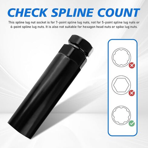 Large 6 Spline Lug Nut Socket, Wheel Lug Nut Key, Fuel Rim Lug Nut Lock Removal, for 21 mm(13/16 Inch)&22 mm(7/8 Inch) Hex Socket Wrench, Replacement Aftermarket 6 Spline Lug Nut in Saudi Arabia