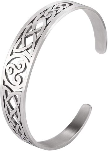 VASSAGO Nordic Viking Triskele Symbol Irish Trinity Celtic Knot Cuff Bracelet Stainless Steel Bangle Vintage Amulet Jewelry Gifts for Men Women Teens in Saudi Arabia