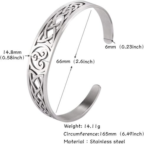 VASSAGO Nordic Viking Triskele Symbol Irish Trinity Celtic Knot Cuff Bracelet Stainless Steel Bangle Vintage Amulet Jewelry Gifts for Men Women Teens in Saudi Arabia
