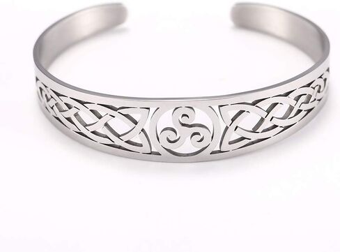 VASSAGO Nordic Viking Triskele Symbol Irish Trinity Celtic Knot Cuff Bracelet Stainless Steel Bangle Vintage Amulet Jewelry Gifts for Men Women Teens in Saudi Arabia