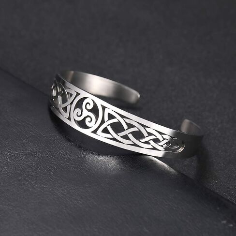 VASSAGO Nordic Viking Triskele Symbol Irish Trinity Celtic Knot Cuff Bracelet Stainless Steel Bangle Vintage Amulet Jewelry Gifts for Men Women Teens in Saudi Arabia