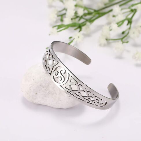 VASSAGO Nordic Viking Triskele Symbol Irish Trinity Celtic Knot Cuff Bracelet Stainless Steel Bangle Vintage Amulet Jewelry Gifts for Men Women Teens in Saudi Arabia
