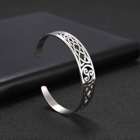 VASSAGO Nordic Viking Triskele Symbol Irish Trinity Celtic Knot Cuff Bracelet Stainless Steel Bangle Vintage Amulet Jewelry Gifts for Men Women Teens in Saudi Arabia