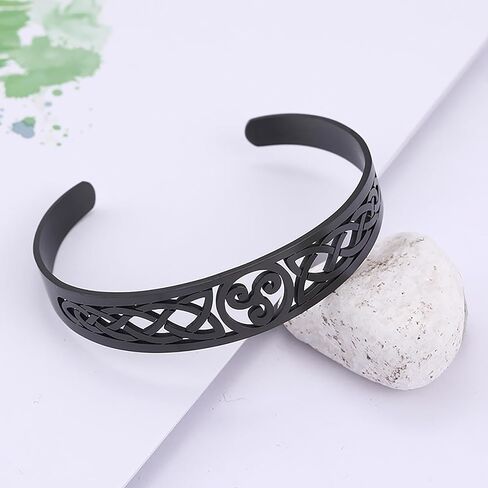 VASSAGO Nordic Viking Triskele Symbol Irish Trinity Celtic Knot Cuff Bracelet Stainless Steel Bangle Vintage Amulet Jewelry Gifts for Men Women Teens in Saudi Arabia