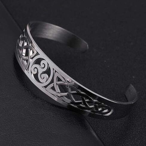 VASSAGO Nordic Viking Triskele Symbol Irish Trinity Celtic Knot Cuff Bracelet Stainless Steel Bangle Vintage Amulet Jewelry Gifts for Men Women Teens in Saudi Arabia