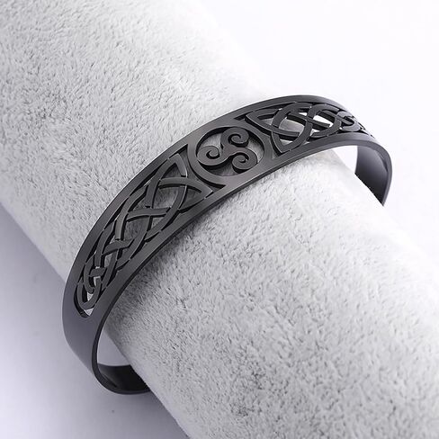 VASSAGO Nordic Viking Triskele Symbol Irish Trinity Celtic Knot Cuff Bracelet Stainless Steel Bangle Vintage Amulet Jewelry Gifts for Men Women Teens in Saudi Arabia