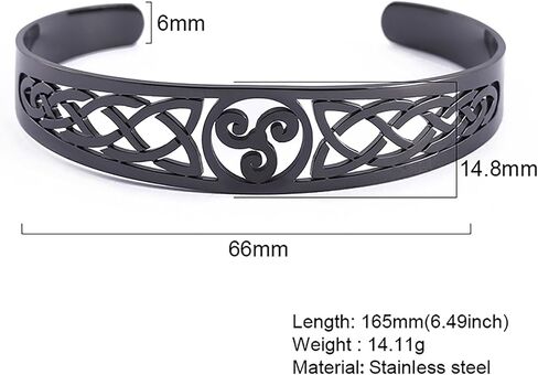 VASSAGO Nordic Viking Triskele Symbol Irish Trinity Celtic Knot Cuff Bracelet Stainless Steel Bangle Vintage Amulet Jewelry Gifts for Men Women Teens in Saudi Arabia