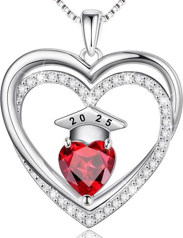 Ritach Graduation Gifts for Her 2025 - S925 Sterling Silver Class of 2025 Grad Cap Necklace Heart Birthstone Necklace College High School Graduation Gifts for Her in Saudi Arabia