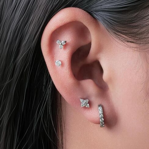 Limerencia F136 Pure Titanium Pure Hypallergenic Gradant STURS ، G23 Small Small Smate Cubic Zirconia Arrings for Women's Consitive Earns in Kuwait