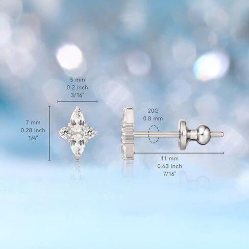 Limerencia F136 Pure Titanium Pure Hypallergenic Gradant STURS ، G23 Small Small Smate Cubic Zirconia Arrings for Women's Consitive Earns in Kuwait