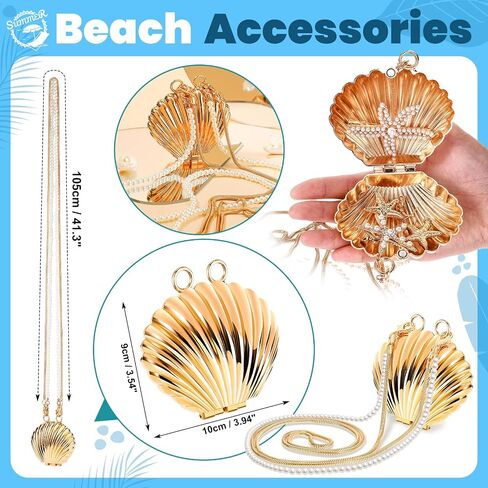 7 Pcs Mermaid Costume for Women Shell Necklace Earrings Purse Starfish Hair Clip Mermaid Crochet Skirt Shell Bra Summer Beach Accessories in Saudi Arabia